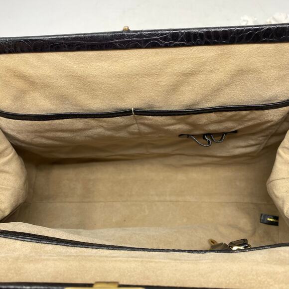 Brahmin Bag Quilted Black Leather Top Handle Vintage Style Pinup Rockabilly - Picture 12 of 14